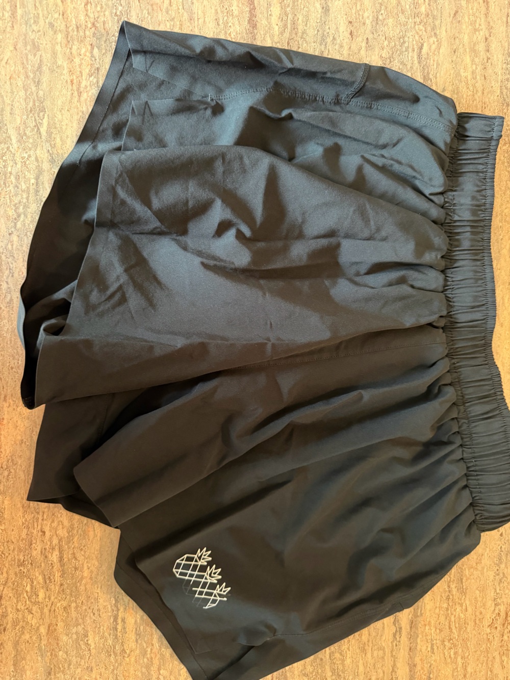 Women's Black Athletic Shorts with Pineapple Logo